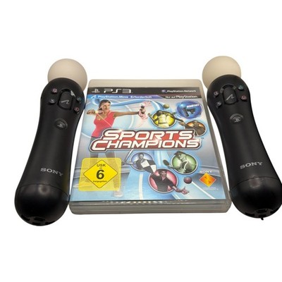 2x Sony PlayStation Move Motion Controller Schwarz PS3 PS4 + Sports Champions