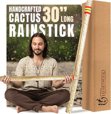 30" Cactus Rainstick from Chile - Authentic Handcrafted Rain Stick Musical Instr