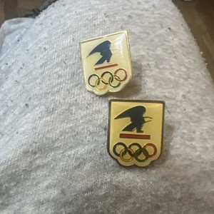 2 vintage lapel pins USPS Postal Service Eagle Olympic Rings