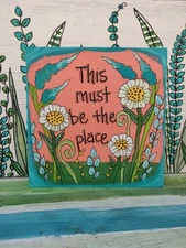 Talking Heads This Must Be The Place Song Lyric Painting on 10 x 10 wood panel