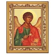 Archangel Raphael Framed Icon Wood Frame Wall Hanging Stand 7.75"