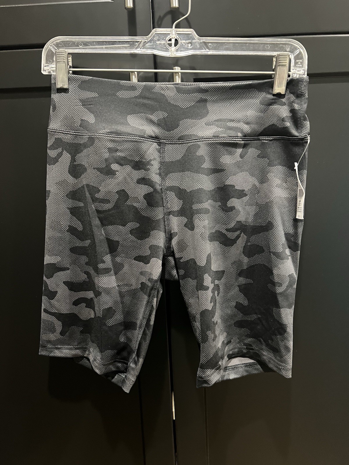 Athletic Works Women's Biker Shorts Black Grey Camouflage Stretch Cycling Knit-image