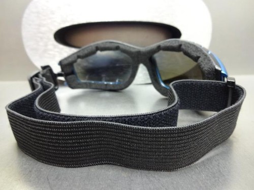 Mens Biker MOTORCYCLE RIDING Padded GOGGLES Safety Eyewear Blue Frame with Strap - Picture 7 of 9