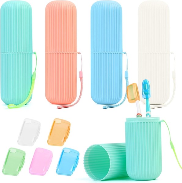 Tragbare ZahnbüRsten Etui 4 Stk. Mit 5 ZahnbüRste SchutzhüLle FüR Reisen Camping-image