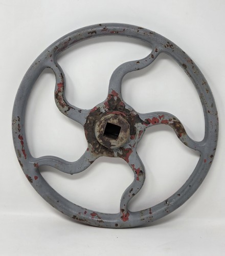 Ruota Valvola Spegnimento Gru Vintage 12" Grande Metallo Fuso Decorazione Steampunk Art - Foto 3 di 7