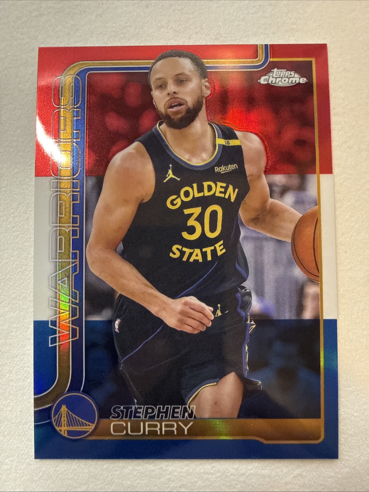 2025-26 Topps Chrome #201 Stephen Curry Red White Blue Golden State Warriors