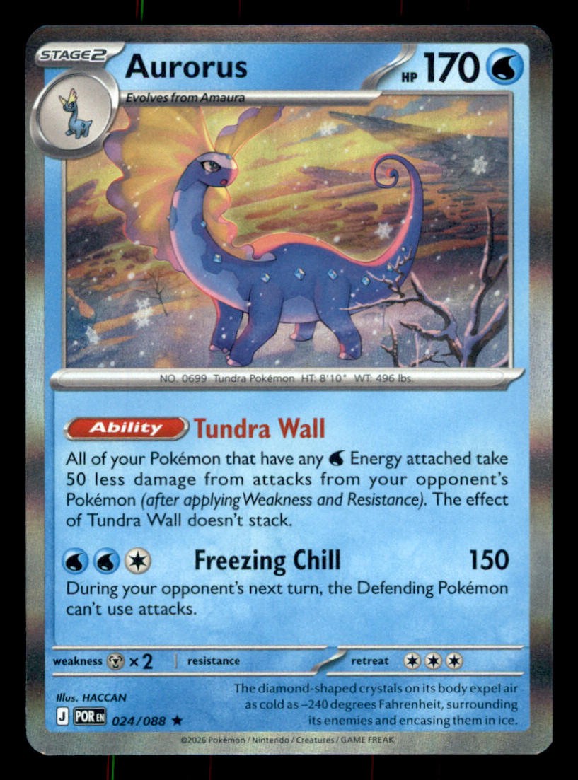 Aurorus Reverse Holofoil Rare ME03: Perfect Order 024/088 NM