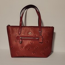Coach Taylor Floral Print Zip Tote Bag Shoulder Bag 79630 Multi-ColorRed Gold