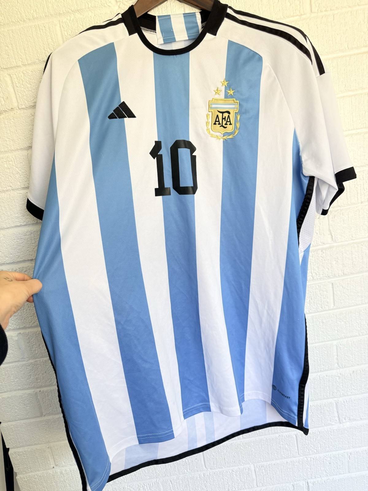 Lionel Messi Authentic 2022 Argentina Home Jersey World Cup 2-Stars