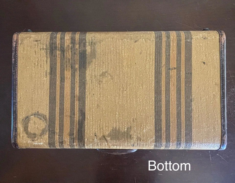 Maleta de viaje de tweed vintage de los años 40 maleta equipaje tren estuche decoración almacenamiento Foto 4 de 4