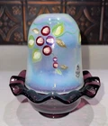 Fenton Frostberry Fairy Lamp GLOWS French Opalescent top/Purple base by M. Cade