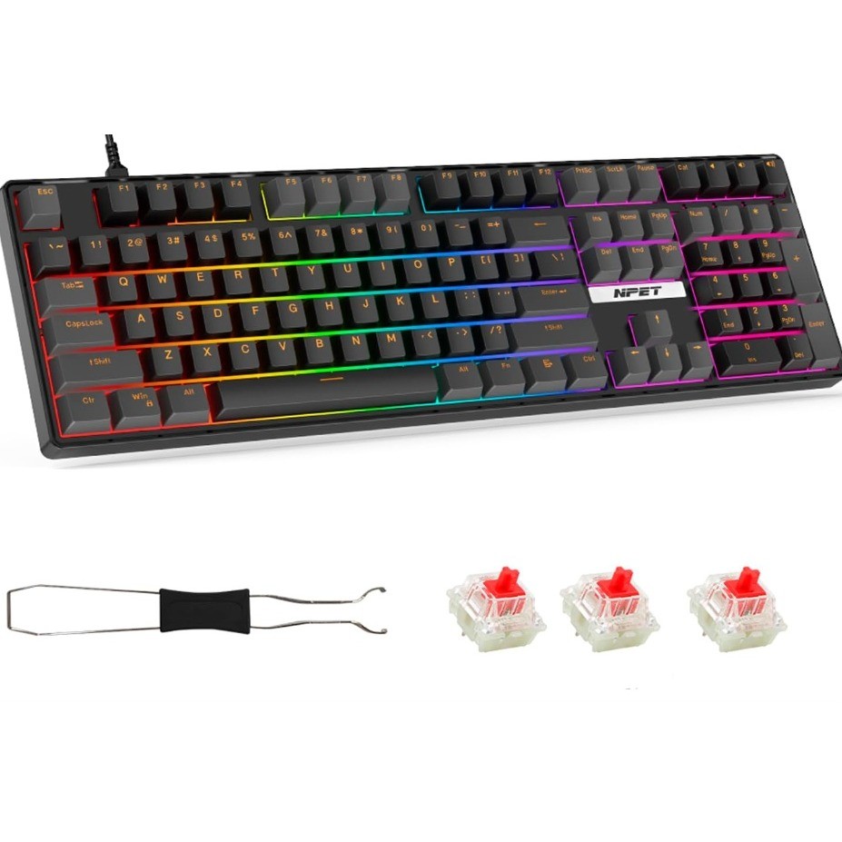 NPET CR-108 87-Key Hot-Swappable Wired Mechanical Feel 7
