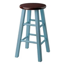 Winsome Wood Ivy Counter Stool Rustic Light Blue and Walnut 24in