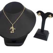 18k Layered Real Gold Filled Kids Set Necklace Pendant Earrings Children's...