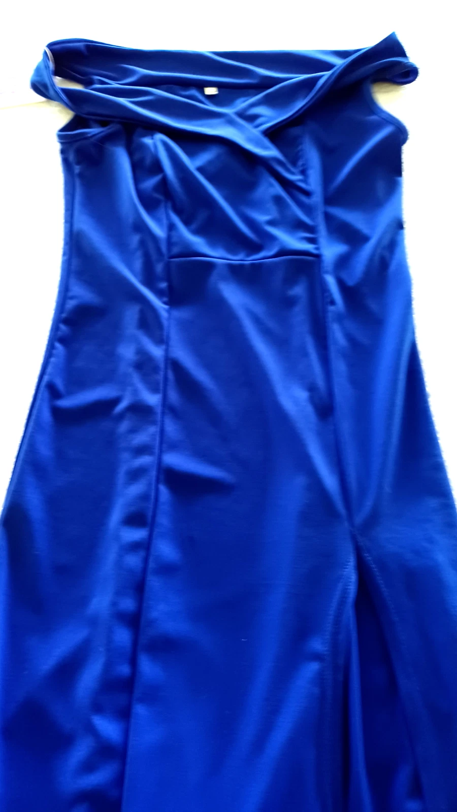 CHANEL Abito lungo formale donna COCO moda blu royal pullover spacco al ginocchio taglia M nuovo con etichette