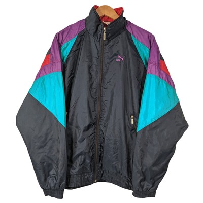 Veste de survêtement coupe vent vintage Puma années 90 rétro bleu