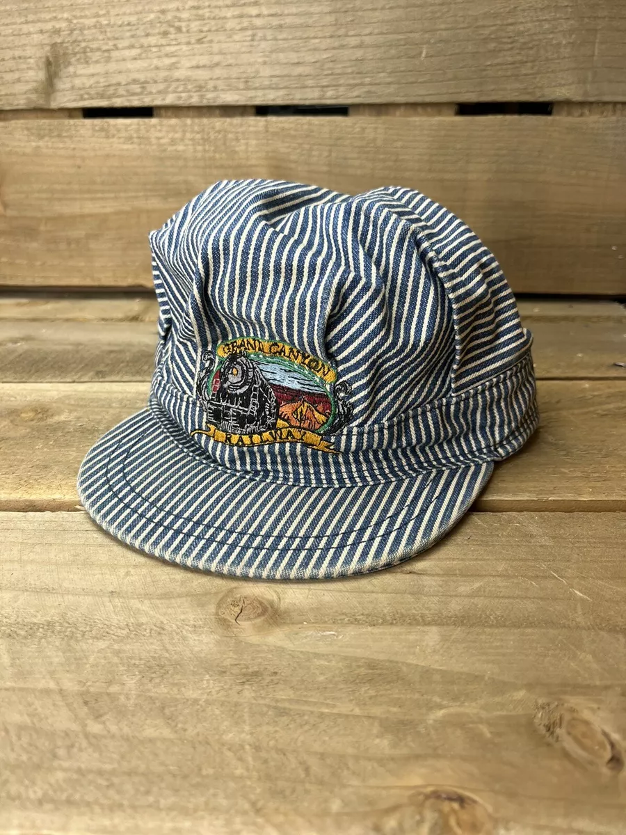 Vintage Grand Canyon Railway Striped Engineer Snapback Hat Cap Small