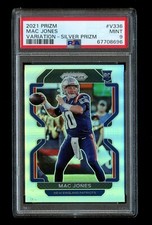 2021 Panini Prizm Mac Jones Rookie Silver Prizm Variation RC V336 Patriots PSA 9