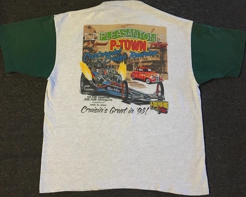 Vtg 90s Pleasanton Drag Racing Faded Shirt XL Driving Flame 1990s vintage concert t-shirt, vintage, size XL, single stitch, B+ condition