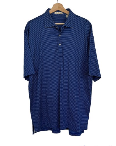 Polo golf Peter Millar uomo grande doppia cotone mercerizzato righe blu - Foto 2 di 4