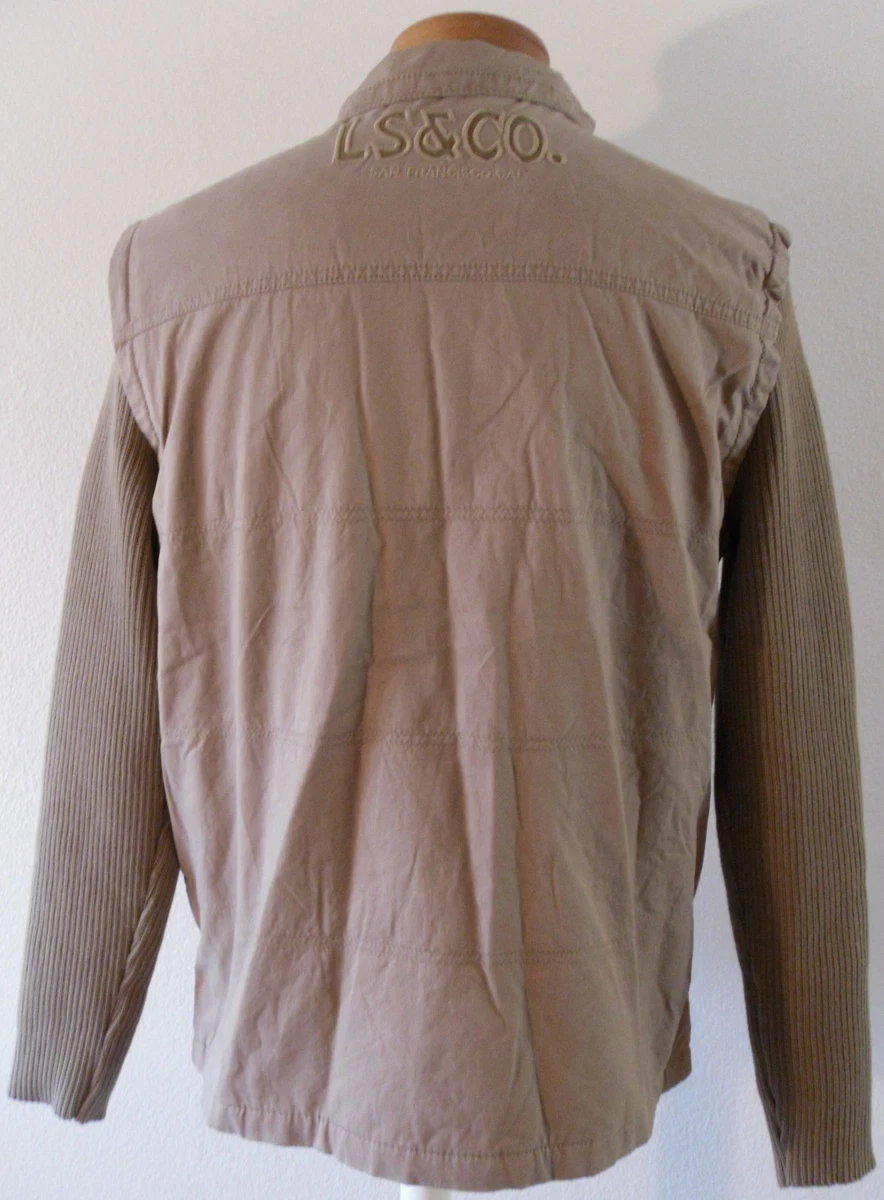 NWT Levis Strauss Co Mens Woven Sweater Sleeve Jacket XL Khaki