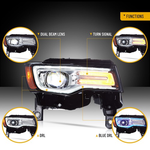 Faros LED VLAND cromados para Jeep Grand Cherokee 14-22 con secuencial y animación - Imagen 2 de 17