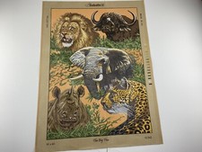 Gobelin Needlepoint Tapestry Canvas Elephant Lion 20in By 27in Rome 10 Count