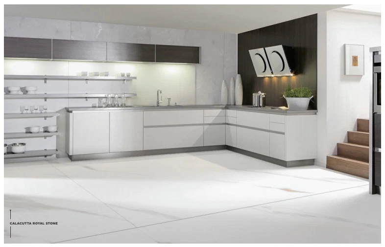 60x60 Glazed Porcelain Tile  Calacutta Royale Stone (White light brown) - Image 2 of 4