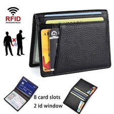 Ultra Slim Leather Mens Bifold Wallet Front Pocket Driver's License Card Holder