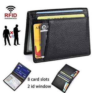 Ultra Slim Leather Mens Bifold Wallet Front Pocket Driver's License Card Holder