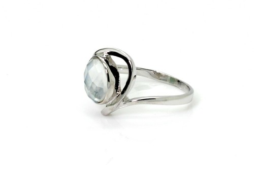 Fire Opal Faceted Gemstone Oval Shape Silver Ring Size 8 for Woman - R15