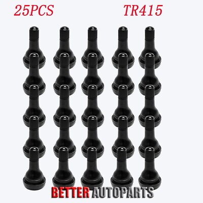 25 Pcs TR415 Snap-In Tire Valve Stem 1 1/4'' - .625'' Valve Hole TR415 Short, fat