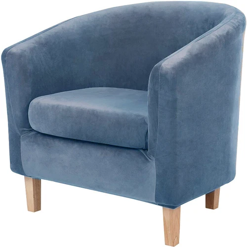 Stretch Velvet Tub Chair Covers Armchair Slipcovers Single Sofa Split Seat Cover - Picture 10 of 33