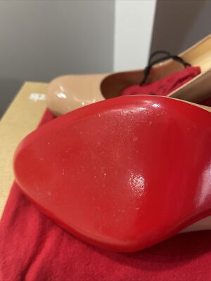 CHRISTIAN LOUBOUTIN PARIS SIMPLE PUMP 85 PATENT CALF LEATHER NUDE