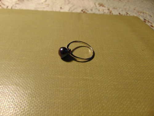 New Beautiful 10K White Gold Tahitian Black Pearl Ring - Picture 3 of 6