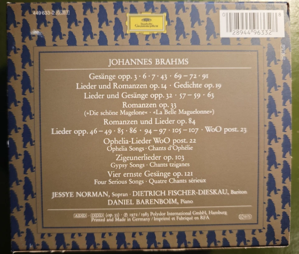 BRAHMS: Alle Lieder. DG CD-Box 1983p. J.NORMAN, D. FISCHER-DIESKAU. D. BARENBOIM - Bild 2 von 4