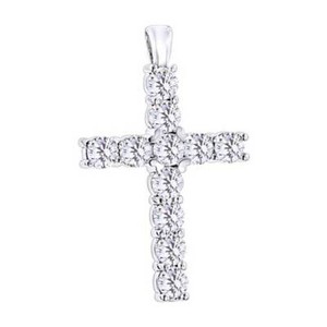Authentic 2.75Ct Round Simulated Diamond 14K WHITE GOLD Plated MEN'S CROSS PENDANT JEWELRY