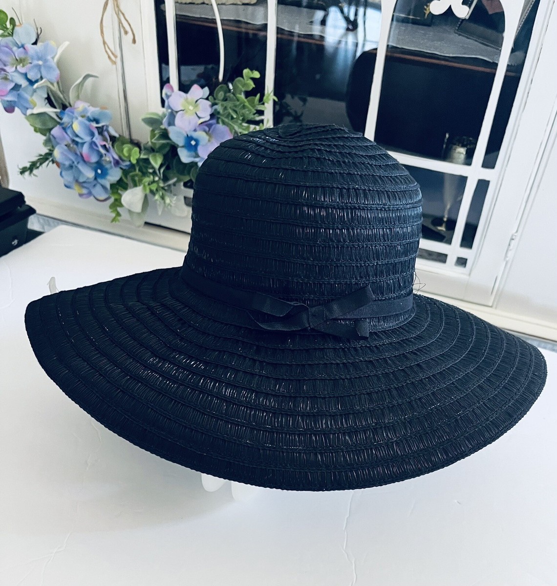 Croft & Barrow Women Floppy Hat Black Wide Brim Summer Sun  display picture 1