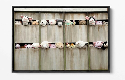 ANIMALES DE LOS MUPPETS DE BANKSY - IMPRESIÓN DE ARTE DE PARED DE LIENZO ENMARCADO EFECTO FLOTADOR PROFUNDO - Imagen 5 de 12