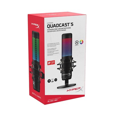 HyperX QuadCast S - RGB USB Condenser Microphone, Black, BRAND NEW