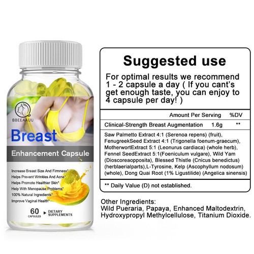 Breast Growth Pills All Natural Breast Herbs for Breast Growth Bigger Softgels - Picture 6 of 12