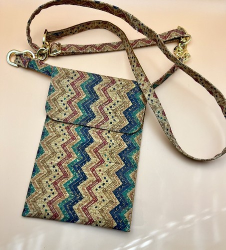 Lightweight Cork crossbody purse made with Sallie Tomato pattern, Sophie