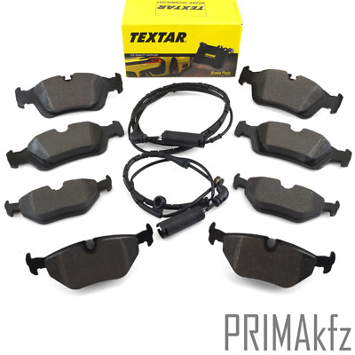 2x TEXTAR Bremsbelägesatz vorne hinten + 2x Warnkontakte für BMW 3er E46