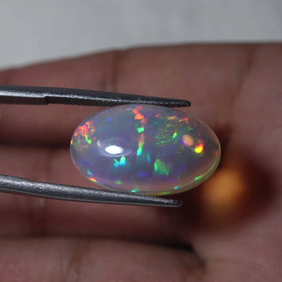 8,6 quilates 21,1 x 13,1 x 5,6 mm real AAA verde rojo amarillo fuego ópalo etíope cabina ovalada Foto 4 de 4