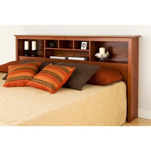 King Size Headboard Wood Bed Frame Shelves Bookcase ...