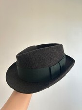 Christy’s London Wool Felt Trilby - dark grey / green ribbon