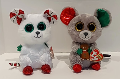 Ty Beanie Boos Chimney and Mac Christmas Mice Plush 6'' MWMTs
