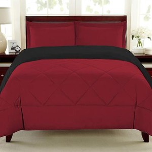 Comforter Set Burgundy Black Reversible Bed In Bag Bedding King