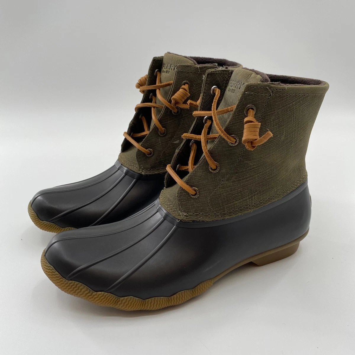 Sperry duck boots store olive green