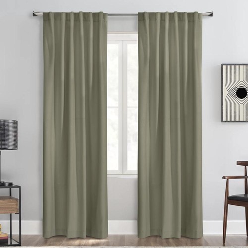 Thermaplus Seren Room Darkening Window Treatment Dual Header Curtain Panel for - Picture 2 of 20